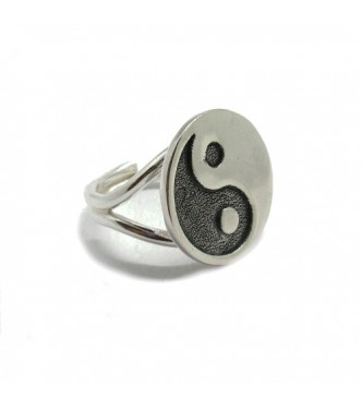 R001835 Genuine Handmade Sterling Silver Ring Solid 925 Adjustable Size Yin Yang